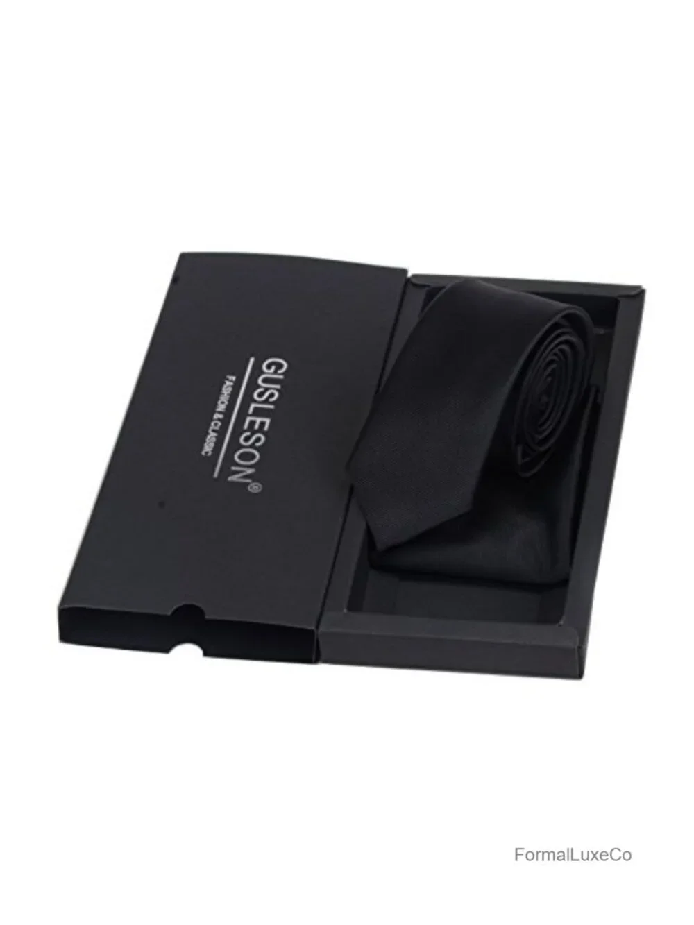 Solid Skinny Tie & Pocket Square Set for Men - Classic Slim 2.4